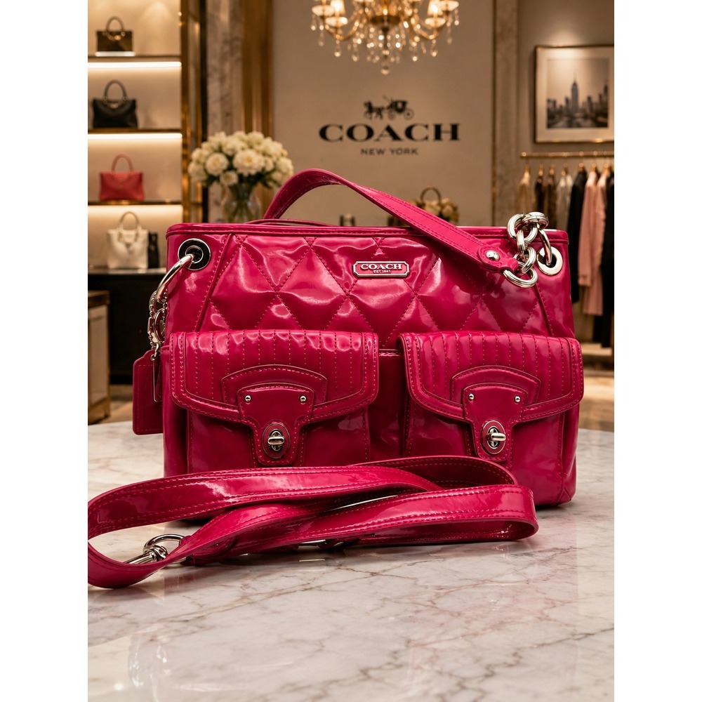 Coach Poppy Glam Patent Leather Pink Crossbody Shoulder Bag